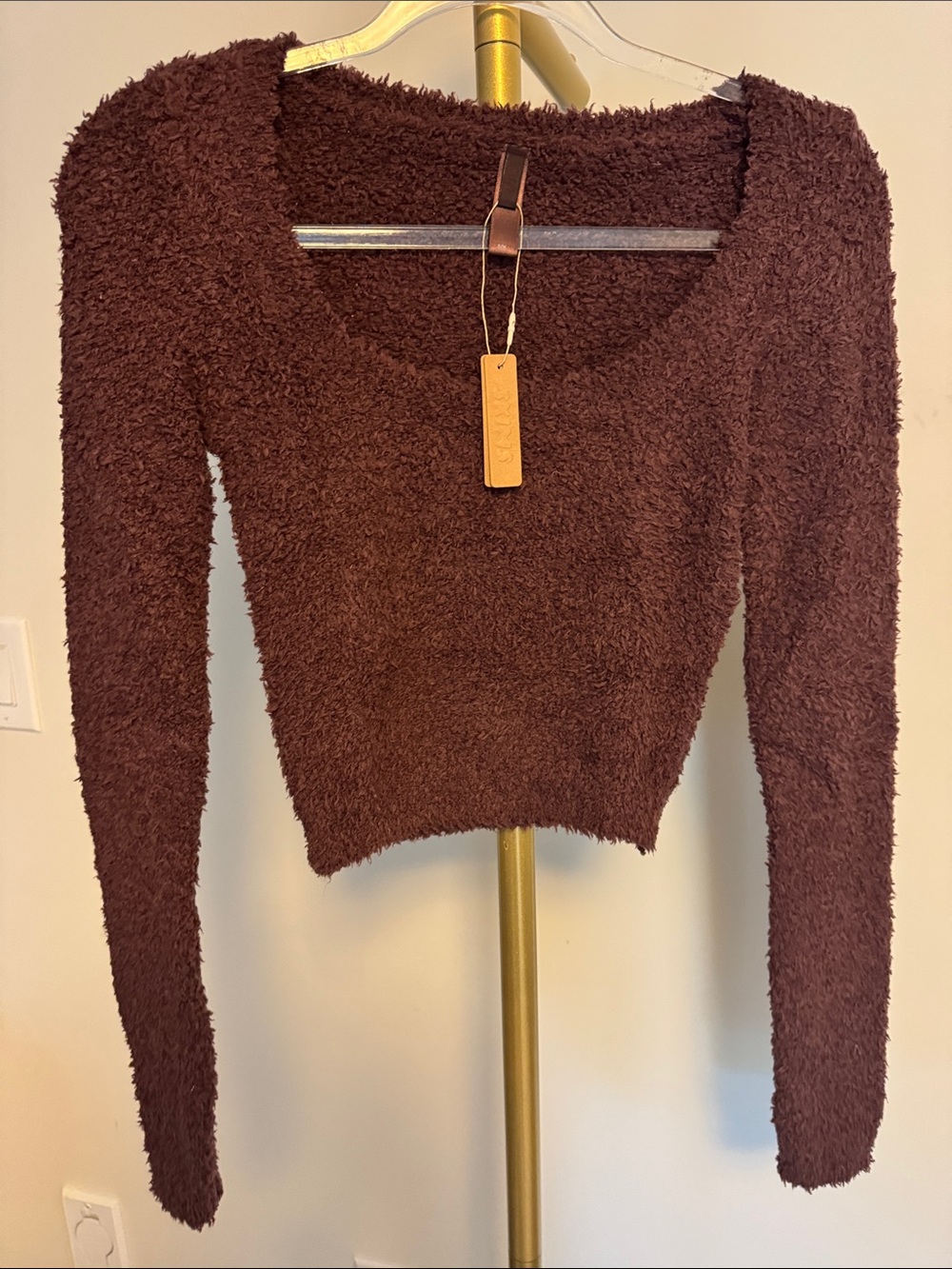 SKIMS Chocolate Brown Plush Scoop-Neck Sweater